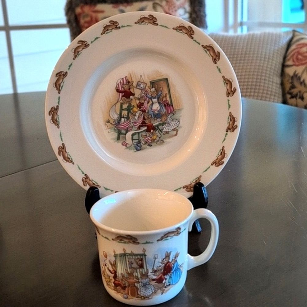 Vintage Royal Doulton Bunnykins Child's Plate and Cup Set